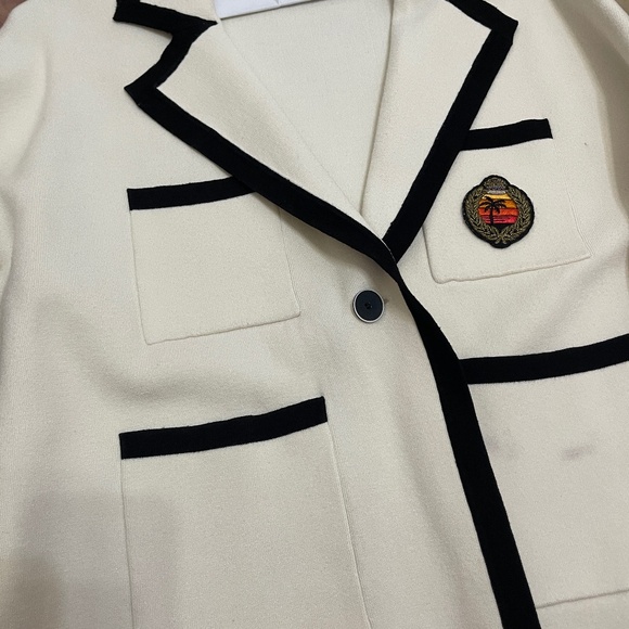 Sandro Cream Preppy Knit Blazer Size 1 - Picture 8 of 12